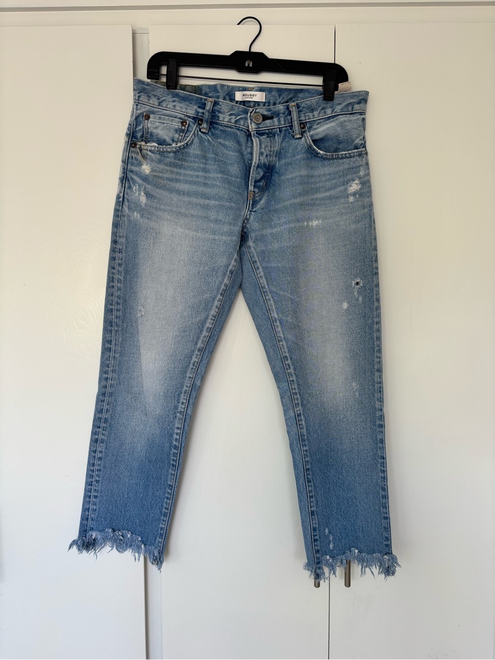 Moussy Light Blue Distressed Ankle Jeans